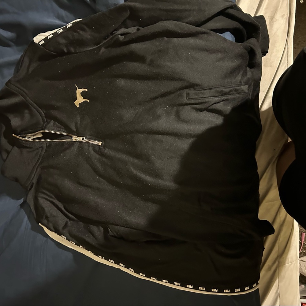 PINK Victoria's Secret Black Jacket with Gold Logo